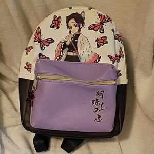 Hot Topic Anime Butterfly Backpack - White, Purple, and Black
